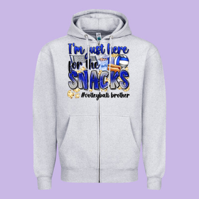 Im Just Here For The Snacks Volleyball Brother Zipper Hoodie Designed By Zillion Design Studio