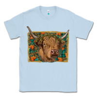 Dusty Blue Fall Cow Classic Tee - RanaPortraitStore