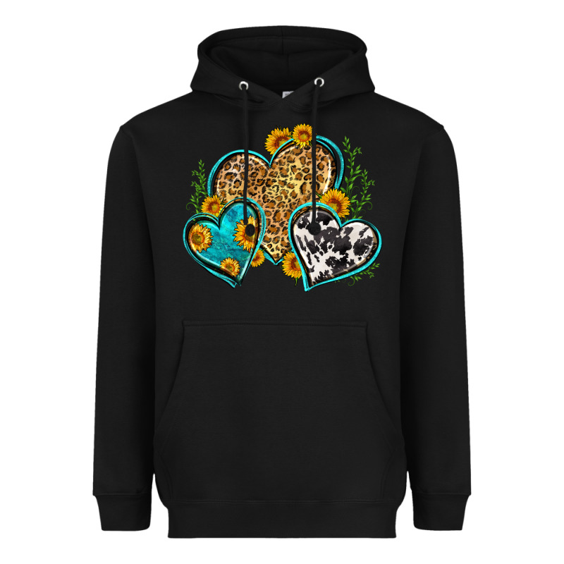 Leopard Cowhide Hearts Heavyweight Hoodie by Zillion Design Studio | Teevron