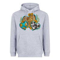 Heather Grey leopard cowhide hearts Heavyweight Hoodie - Zillion Design Studio