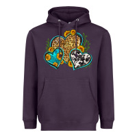 Plum leopard cowhide hearts Heavyweight Hoodie - Zillion Design Studio