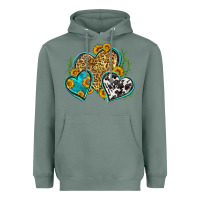 Sage leopard cowhide hearts Heavyweight Hoodie - Zillion Design Studio