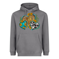 Storm leopard cowhide hearts Heavyweight Hoodie - Zillion Design Studio
