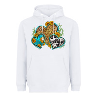 White leopard cowhide hearts Heavyweight Hoodie - Zillion Design Studio