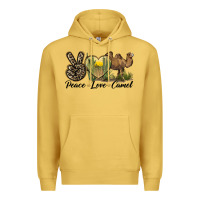 Antique Gold peace love camel Premium Hoodie - LillyAllenDesigns