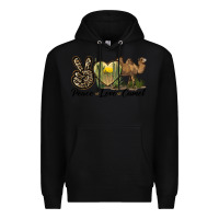 Black peace love camel Premium Hoodie - LillyAllenDesigns