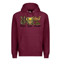 Burgundy peace love camel Premium Hoodie - LillyAllenDesigns