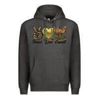 Charcoal Heather peace love camel Premium Hoodie - LillyAllenDesigns