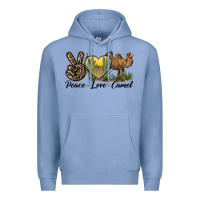 Colony Blue peace love camel Premium Hoodie - LillyAllenDesigns