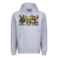 Heather Grey peace love camel Premium Hoodie - LillyAllenDesigns