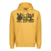 Mustard peace love camel Premium Hoodie - LillyAllenDesigns