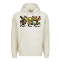 Oatmeal Heather peace love camel Premium Hoodie - LillyAllenDesigns