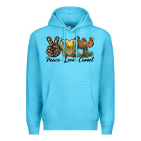 Ocean Blue peace love camel Premium Hoodie - LillyAllenDesigns
