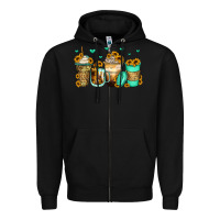Black sunflowers coffee cups Zipper Hoodie - Zillion Design Studio