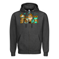 Charcoal Heather sunflowers coffee cups Zipper Hoodie - Zillion Design Studio