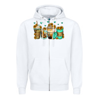 White sunflowers coffee cups Zipper Hoodie - Zillion Design Studio