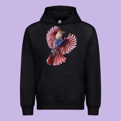 Flying Northern Cardinal Bird Urban Hoodie Designed By Lillyallendesigns