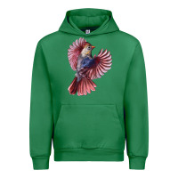 Emerald Flying Northern Cardinal Bird Urban Hoodie - LillyAllenDesigns