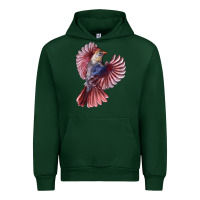 Forest Green Flying Northern Cardinal Bird Urban Hoodie - LillyAllenDesigns