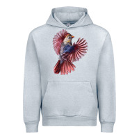 Heather Grey Flying Northern Cardinal Bird Urban Hoodie - LillyAllenDesigns