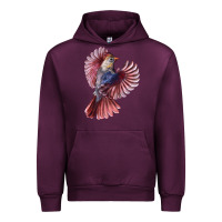 Mauve Wine Flying Northern Cardinal Bird Urban Hoodie - LillyAllenDesigns