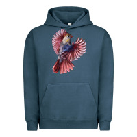 Pigment Midnight Navy Flying Northern Cardinal Bird Urban Hoodie - LillyAllenDesigns