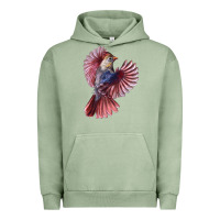 Pigment Oil Green Flying Northern Cardinal Bird Urban Hoodie - LillyAllenDesigns