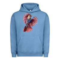 Pigment Pebble Blue Flying Northern Cardinal Bird Urban Hoodie - LillyAllenDesigns