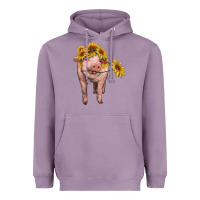 Lavender pig with sunflowers Heavyweight Hoodie - RanaPortraitStore