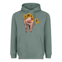 Sage pig with sunflowers Heavyweight Hoodie - RanaPortraitStore