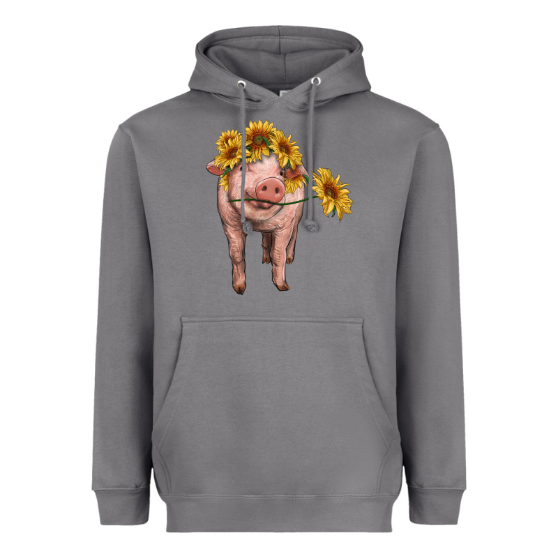 Pig With Sunflowers Heavyweight Hoodie by RanaPortraitStore | Teevron