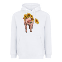 White pig with sunflowers Heavyweight Hoodie - RanaPortraitStore