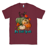 Burgundy Happy Fall Y'all Pumpkins Classic Tee - RanaPortraitStore