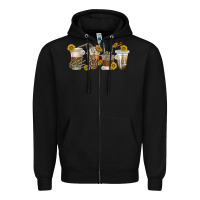 Black skeleton hands coffee cups Zipper Hoodie - texasbilliewilder