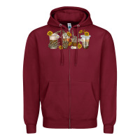Burgundy skeleton hands coffee cups Zipper Hoodie - texasbilliewilder