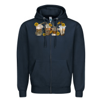 Navy skeleton hands coffee cups Zipper Hoodie - texasbilliewilder