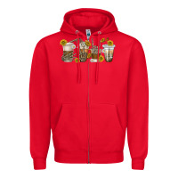 Red skeleton hands coffee cups Zipper Hoodie - texasbilliewilder
