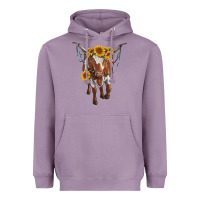 Lavender longhorn cow with sunflowers Heavyweight Hoodie - RanaPortraitStore