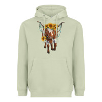 Matcha longhorn cow with sunflowers Heavyweight Hoodie - RanaPortraitStore
