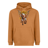 Meerkat longhorn cow with sunflowers Heavyweight Hoodie - RanaPortraitStore