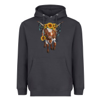 Smoke longhorn cow with sunflowers Heavyweight Hoodie - RanaPortraitStore