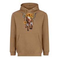 Toasted Coconut longhorn cow with sunflowers Heavyweight Hoodie - RanaPortraitStore