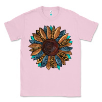 Bubblegum Pink Fall Tooled Leather Sunflower Classic Tee - RanaPortraitStore