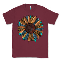 Burgundy Fall Tooled Leather Sunflower Classic Tee - RanaPortraitStore