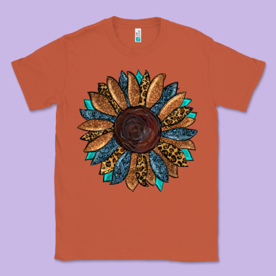 Fall Tooled Leather Sunflower Classic Tee Designed By Ranaportraitstore