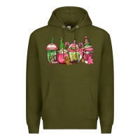 Army Green pink christmas gnomes coffee cups Premium Hoodie - Jasminsmagicworld