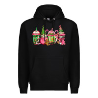 Black pink christmas gnomes coffee cups Premium Hoodie - Jasminsmagicworld