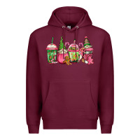 Burgundy pink christmas gnomes coffee cups Premium Hoodie - Jasminsmagicworld