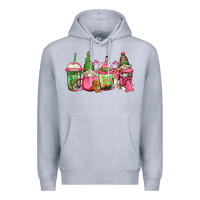 Heather Grey pink christmas gnomes coffee cups Premium Hoodie - Jasminsmagicworld