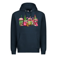 Navy pink christmas gnomes coffee cups Premium Hoodie - Jasminsmagicworld